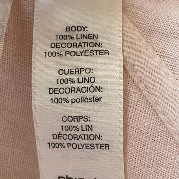 Chico's Pale Peach Linen Duster Jacket Eyelet Detail Sz 12 / LARGE Spring Summer - Picture 9 of 10